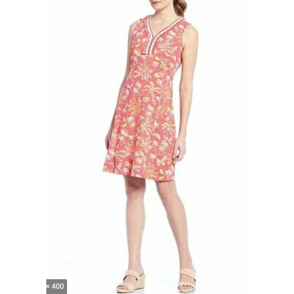 J. McLaughlin Brent Palm Tree V-Neck Dress S